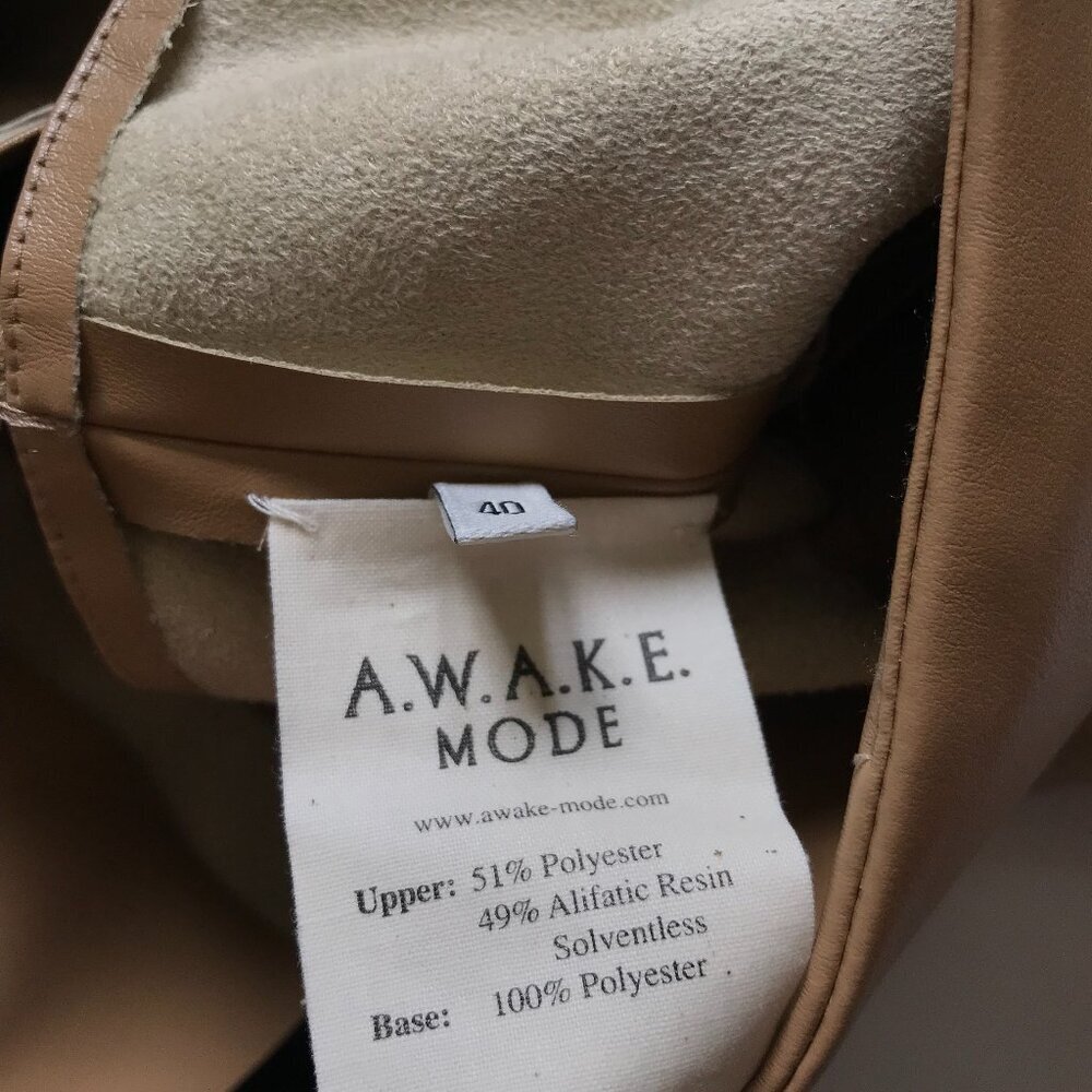 A.W.A.K.E Mode Multi Strap Midi Skirt Womens 40 Tan Vegan Leather A-Line Awake - Picture 6 of 15